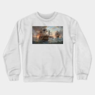 Naval Battle Between Pirate Sailing Ships, Caribbean Seascape #6 Crewneck Sweatshirt